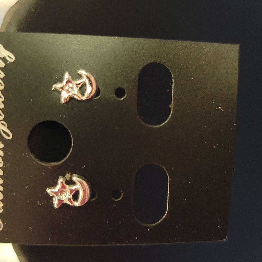 Star & Moon 0.12" Earrings Silver Tone